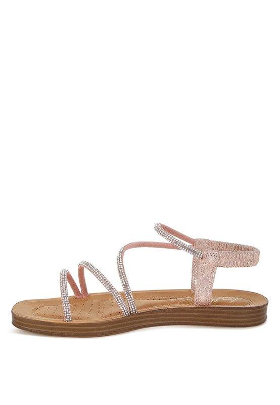 Ridayne Rhinestones Embellished Strappy Flats