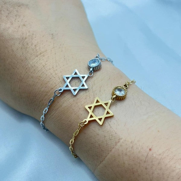 Star of David Bracelet with Crystal Accent
