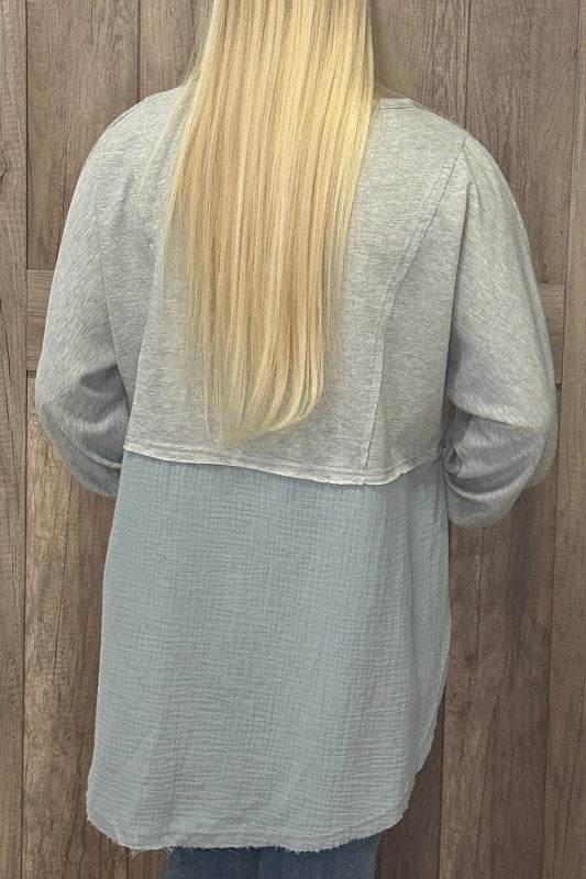 Dahlia Crinkle Splicing Raw Hem High Low Oversized