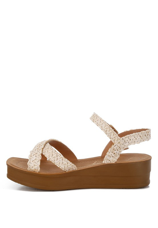 Sephone Woven Square Toe Wedges