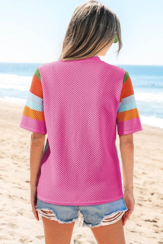 Marianna Eyelet Casual Sweater Top
