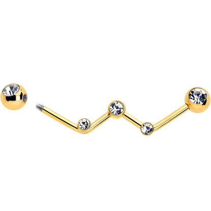 14G Clear Gem Gold Tone Constellation Style Project Bar 32mm