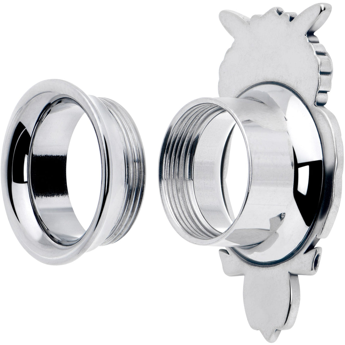 Red CZ Gem Wise Owl Screw Fit Tunnel Plug Set Available Sizes 6mm to 16mm