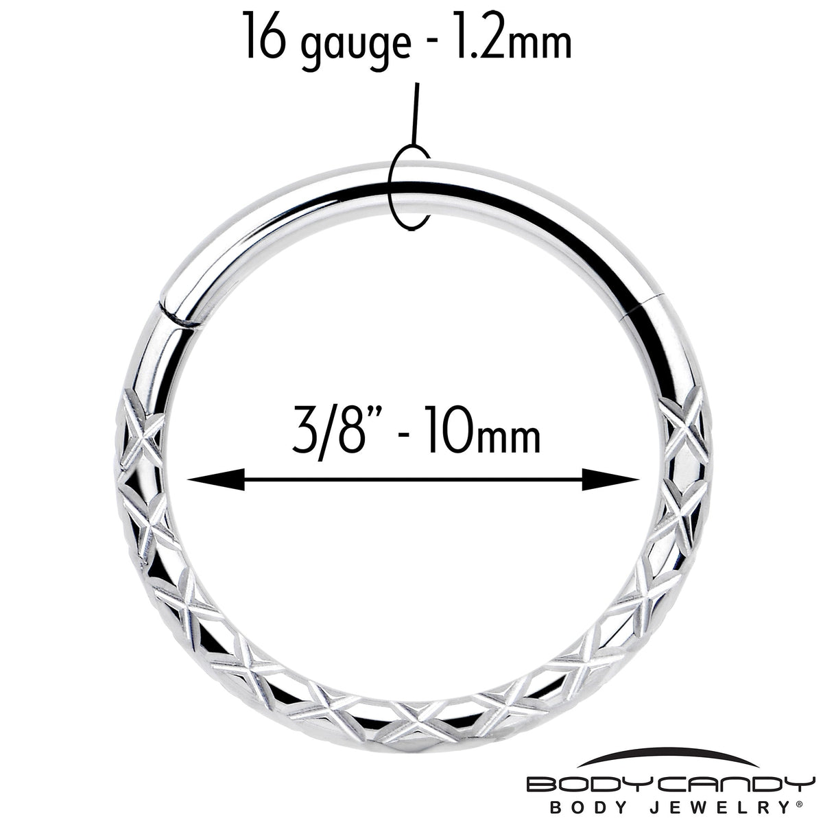 16G 3/8 Implant Grade Titanium Snakeskin Style Hinged Segment Ring