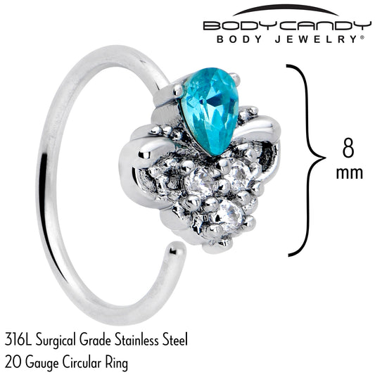 20G 5/16 Blue Gem Style Simplicity Nose Hoop