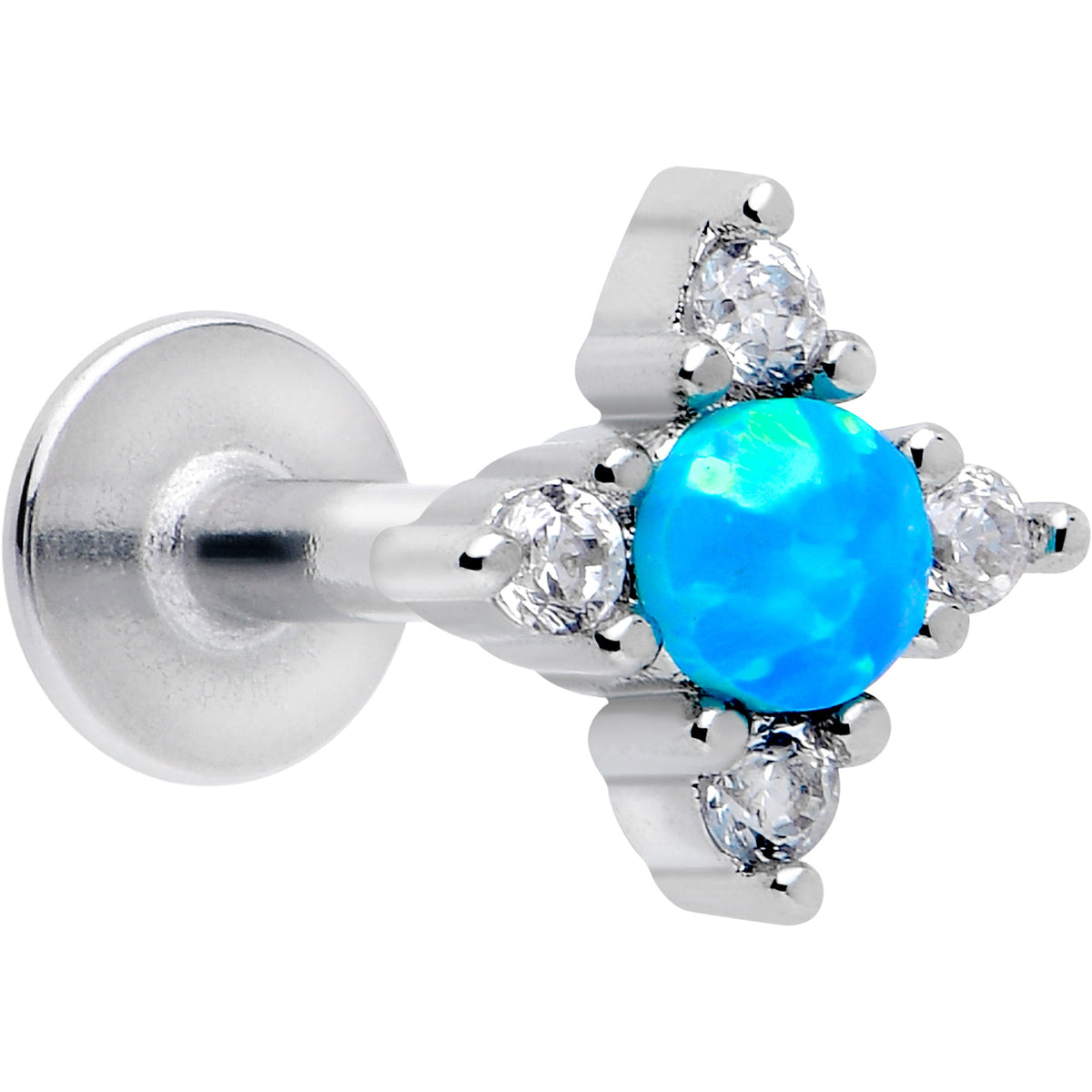 16G 1/4 Blue Synthetic Opal Rhombus Star Flatback Stud