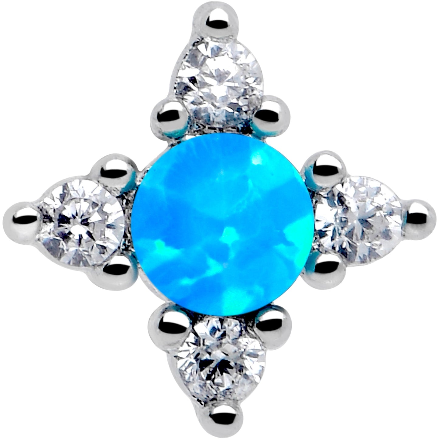 16G 1/4 Blue Synthetic Opal Rhombus Star Flatback Stud