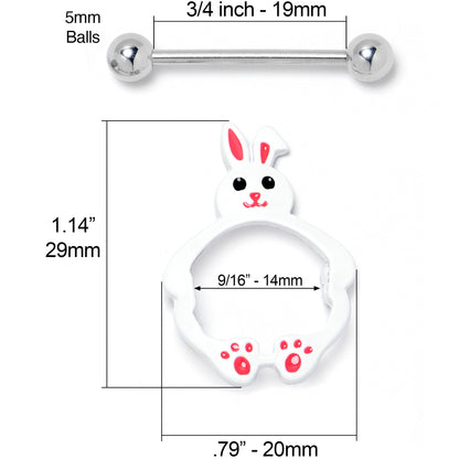 14G 9/16 Bunny White Rabbit Nipple Shield Set