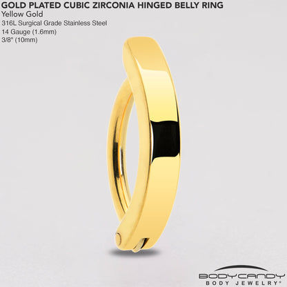 Gold Tone Smooth Simple Style Hinged Hoop Belly