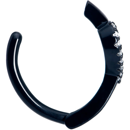 Clear CZ Gem Black Open Heart Forward Facing Hinged Belly Hoop