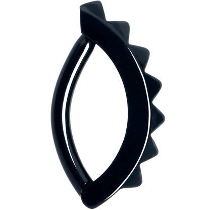 Black Three Dimensional Textured Forward Facing Hinged Hoop Belly Ring