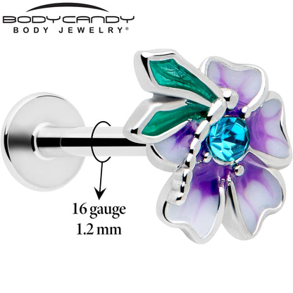 16G 5/16 Blue Gem Faerie Flower Purple Labret Monroe Tragus