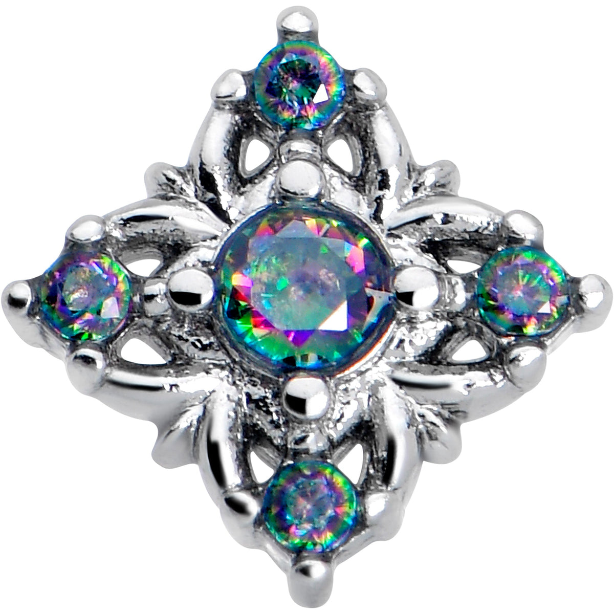 20G 7mm Vitrail CZ Gem Beauty Cross L Shape Nose Ring