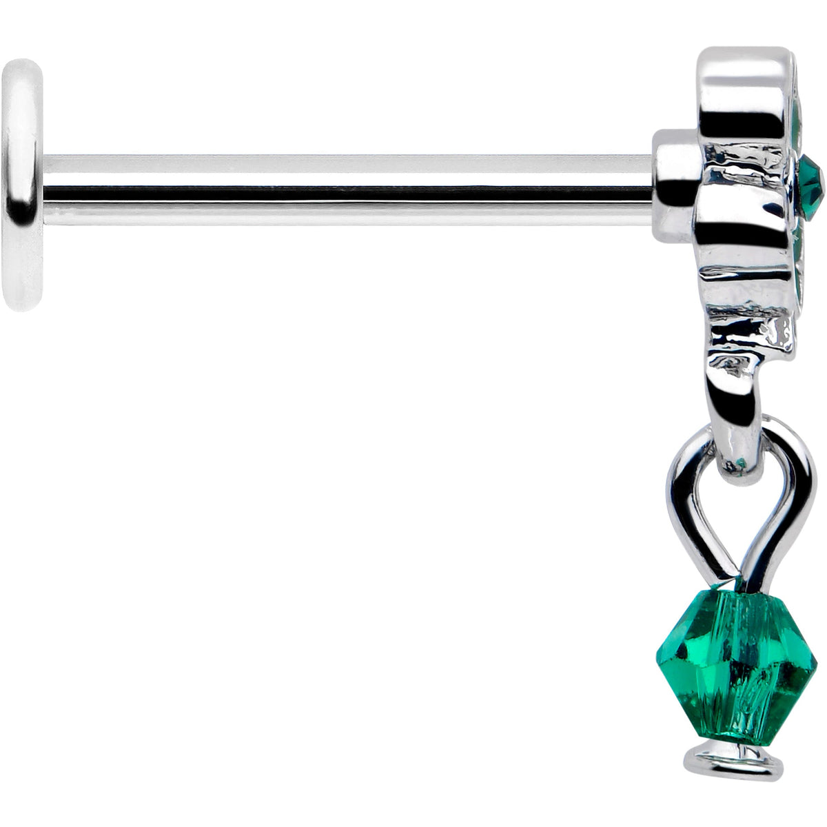 16G 5/16 Green Gem Shamrock Glam St Patricks Dangle Labret Tragus