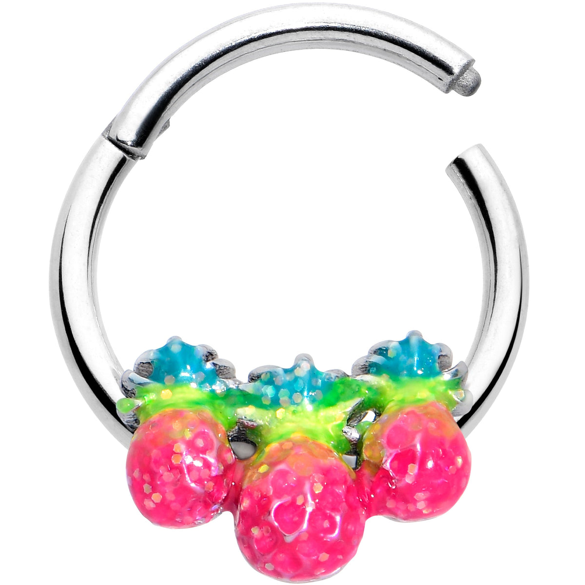 16G 3/8 Hot Tropical Pineapples Hinged Segment Ring