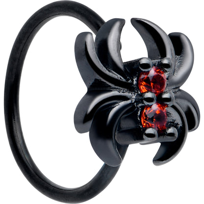 20G 5/16 Red CZ Gem Black Sleek Spider Nose Hoop