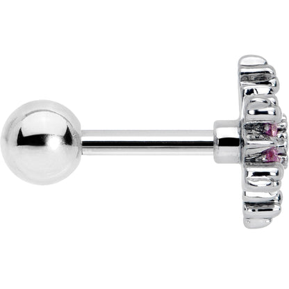 16G 1/4 Pink CZ Gem Glam Snowflake Cartilage Tragus Earring