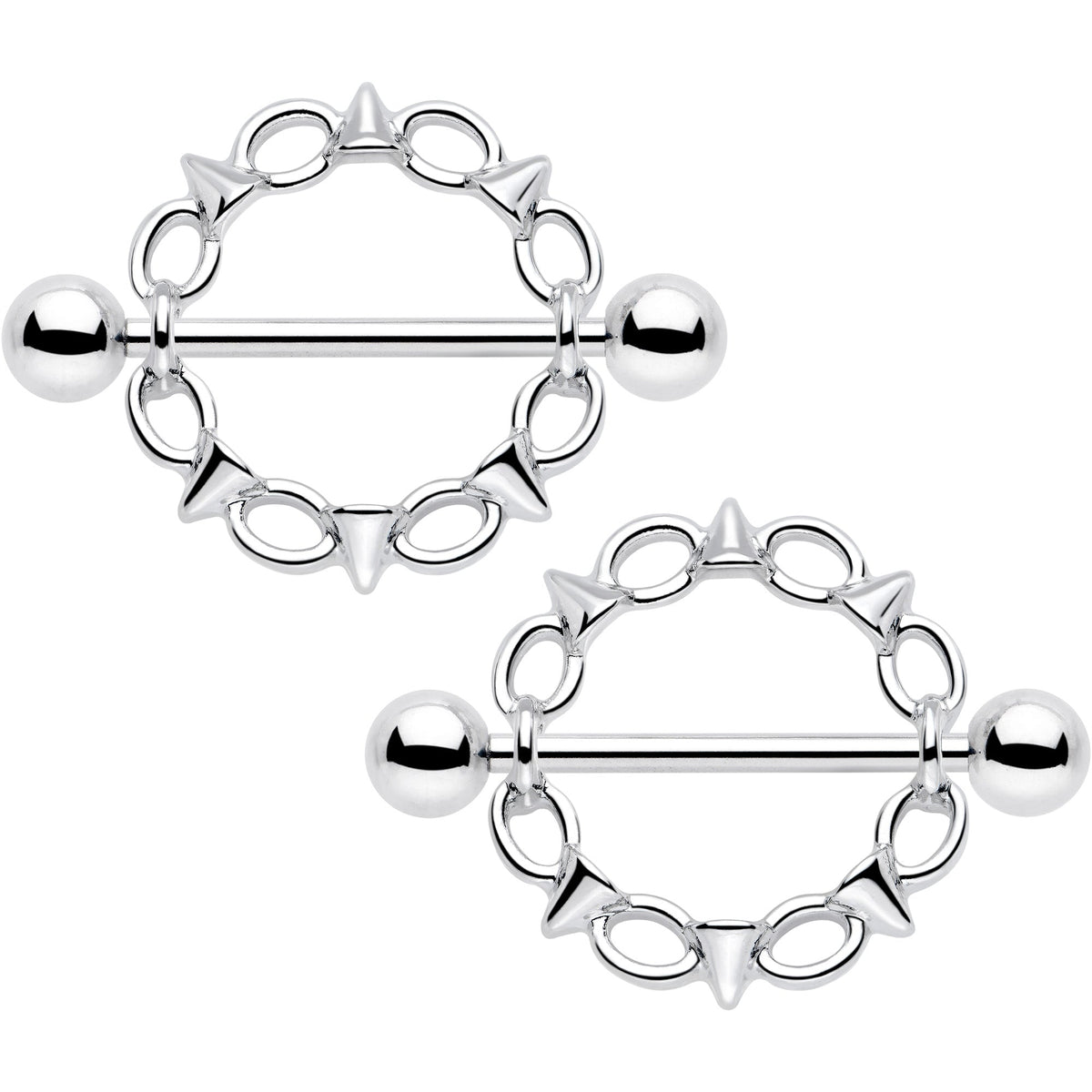 14G 9/16 Links And Spikes Nipple Shield Set