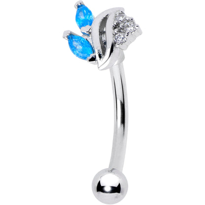 16G 5/16 Blue CZ Gem Swirl Fan Curved Eyebrow Ring
