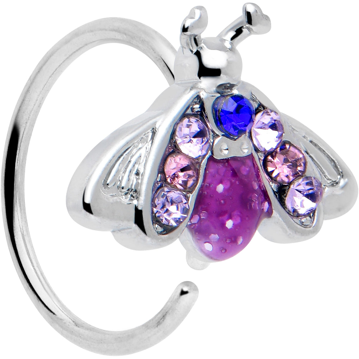 20G 5/16 Pink Blue Gem Beautiful Insect Nose Hoop