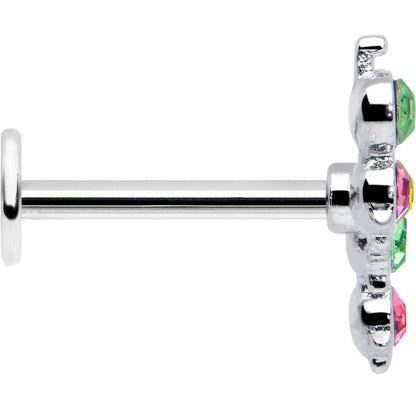 16G 5/16 Green Pink Gem Caterpillar Labret Monroe Tragus