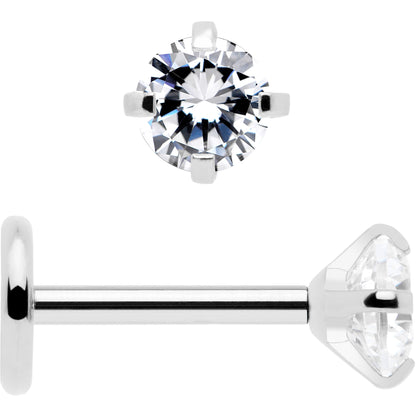 3mm CZ Gem Round Flat Back Stud Earrings - 1 Pair