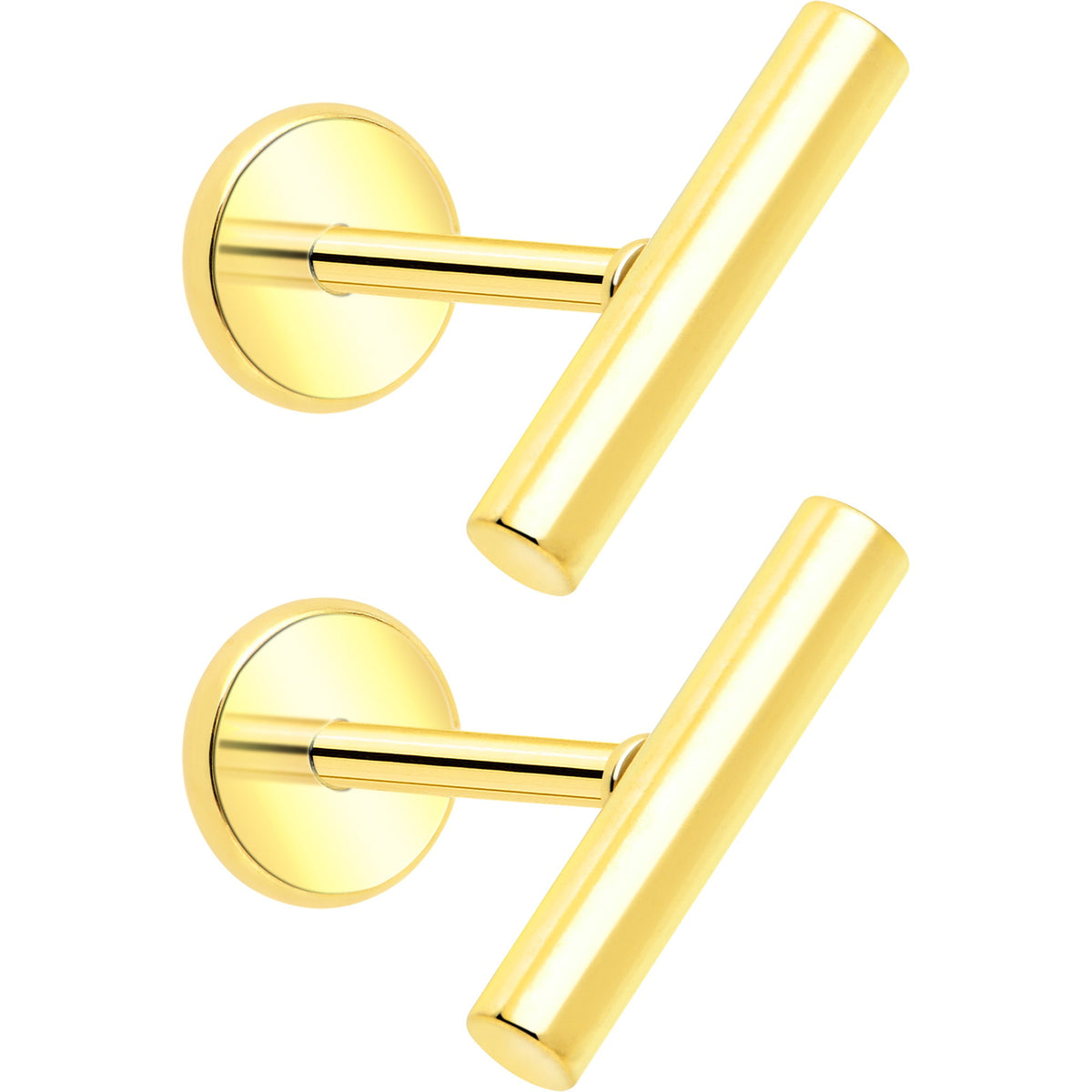316L Surgical Steel Straight Barbell Flat Back Stud Earrings - 1 Pair
