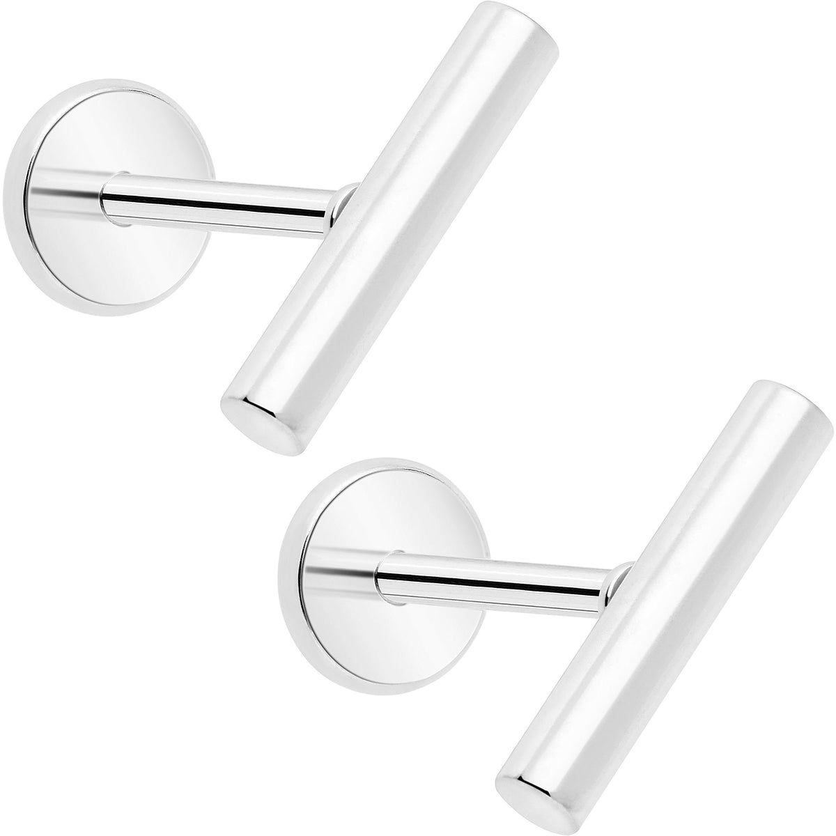 316L Surgical Steel Straight Barbell Flat Back Stud Earrings - 1 Pair