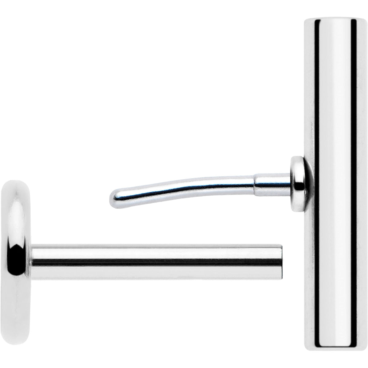 316L Surgical Steel Straight Barbell Flat Back Stud Earrings - 1 Pair