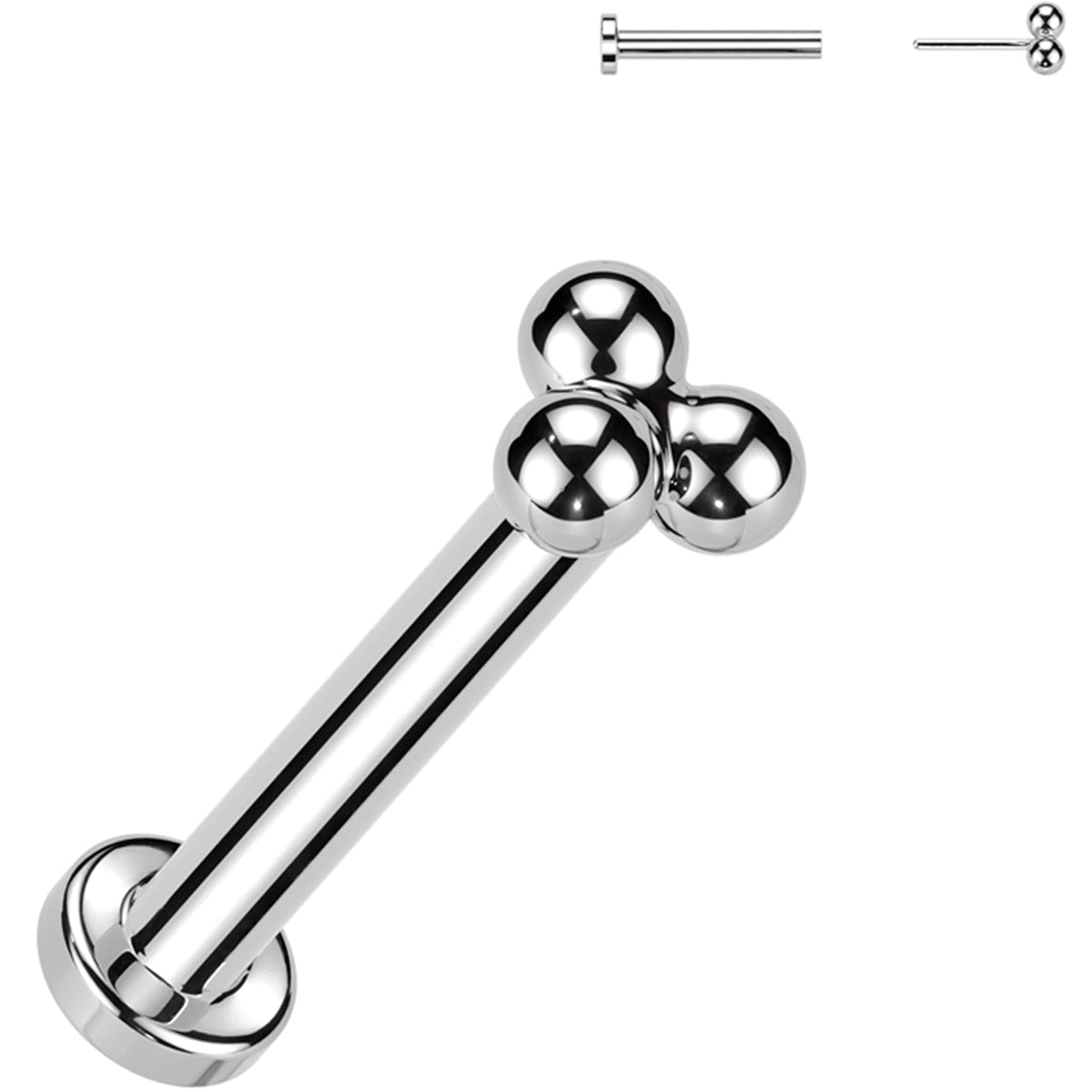 18G 5/16 Trinity Ball Medical Grade Titanium Flat Back Earring