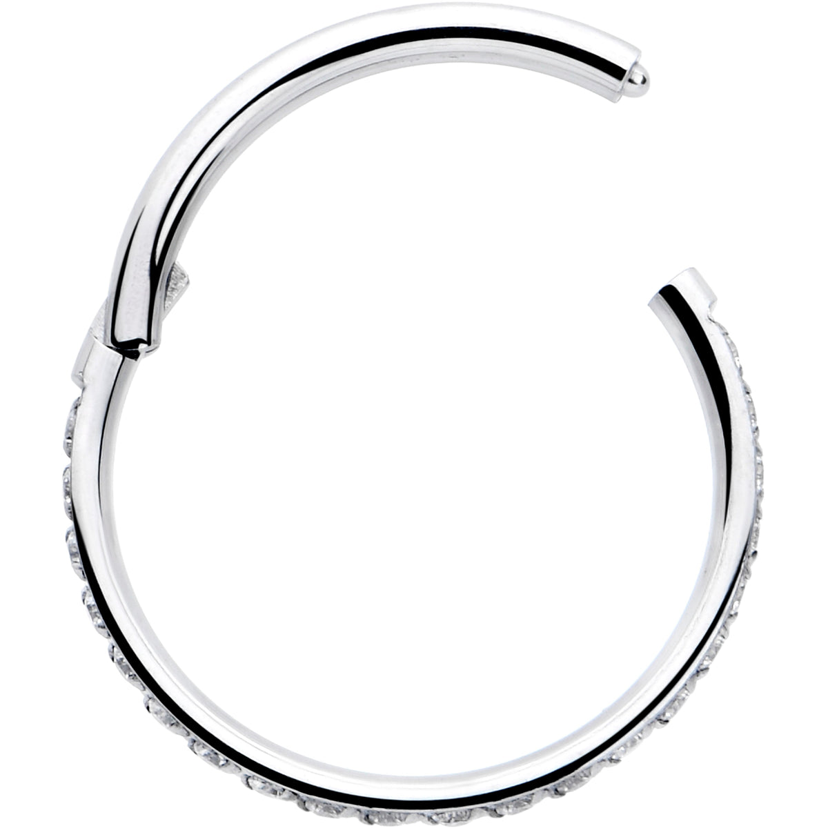 20G 5/16 Clear Cubic Zirconia Forward Facing Hinged Segment Ring