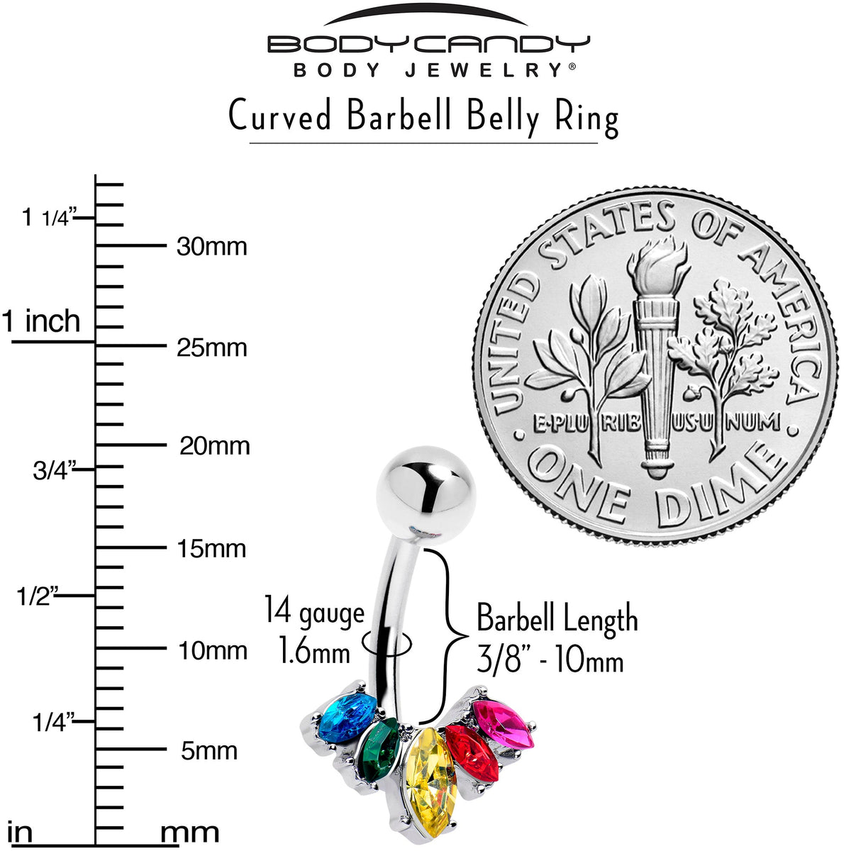 Rainbow Gem Pride Fancy Glam Belly Ring