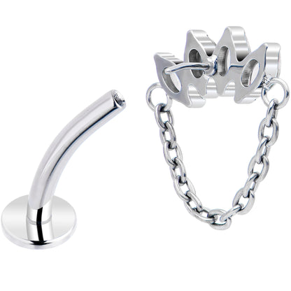 Gem Chain Dangle Titanium Push In Threadless Floating Belly Ring
