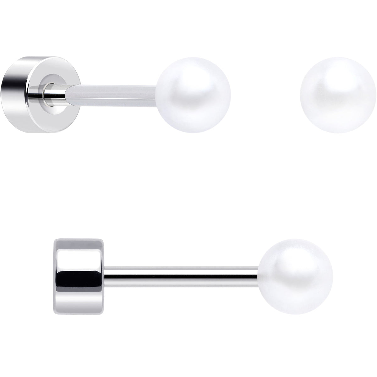 20G Clear Gem White Orb Butterfly Flatback Earring Set of 6