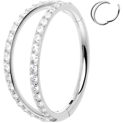 Micro Gem Titanium Hinged Double Nose Hoop