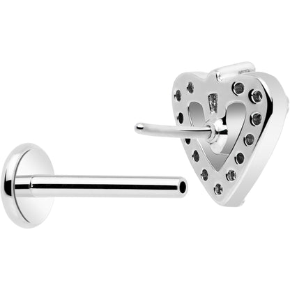 18G 5/16 CZ Gem Heart Threadless Push In Labret Monroe Tragus