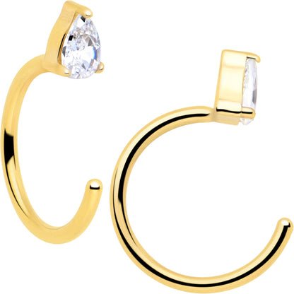 20G Implant Grade Titanium Triangle Gem Open Hoop Earrings