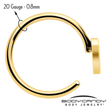 20G Gold Tone Implant Grade Titanium Heart Open Hoop Earring Set