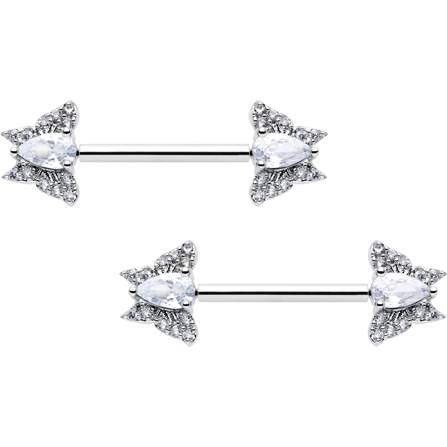 14G 9/16 Style Butterfly Threadless Nipple Ring Set