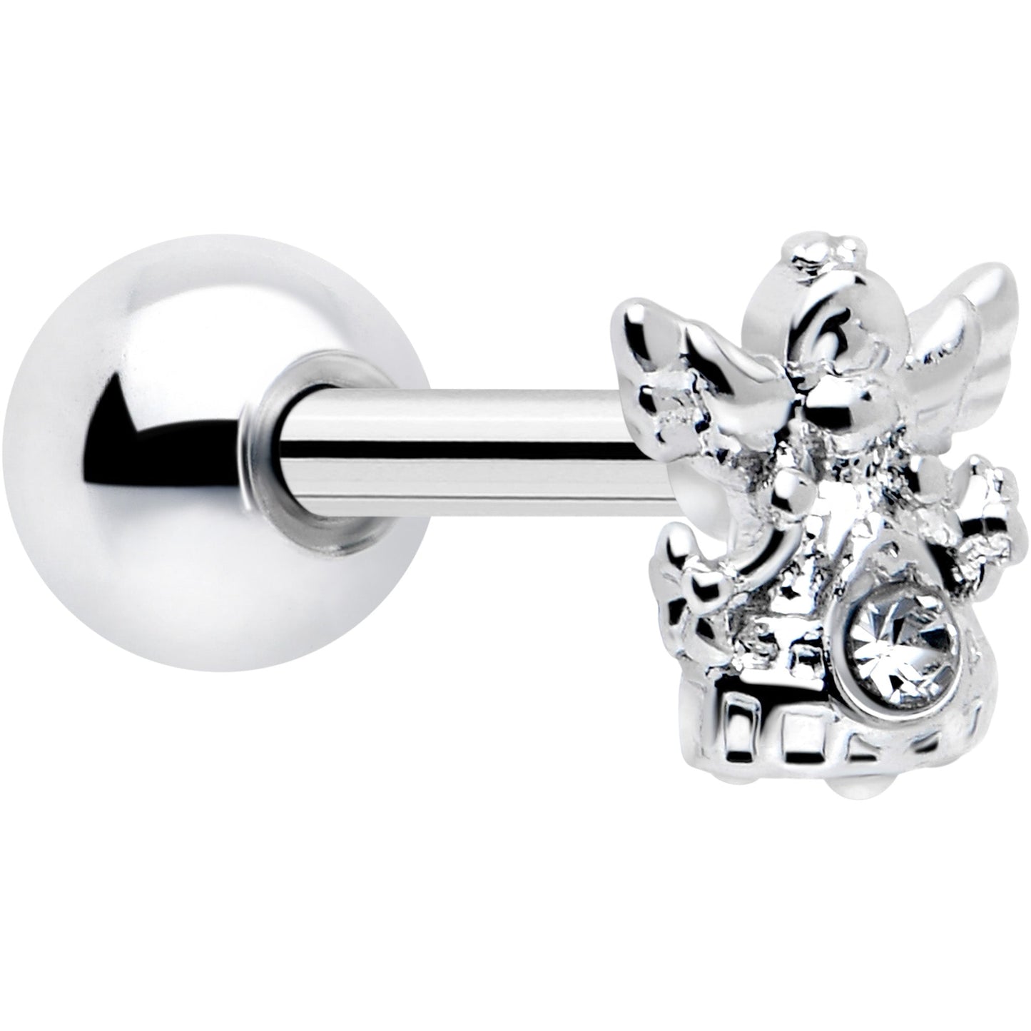 16G 1/4 Clear CZ Gem Fabulous Angel Cartilage Tragus Earring