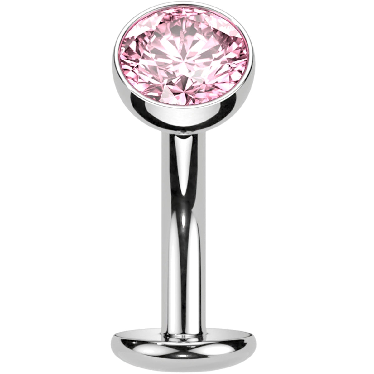CZ Bezel Gem Titanium Threadless Floating Belly Ring