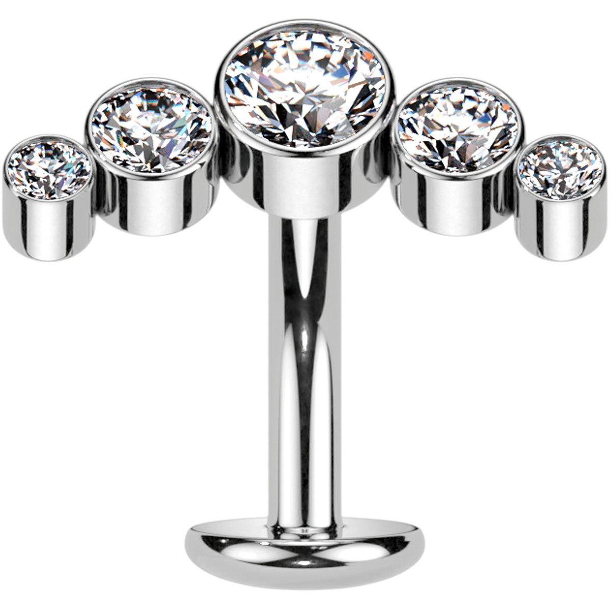 Cubic Zirconia Gem Titanium Curve Threadless Floating Belly Ring