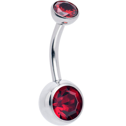 Double CZ Implant Grade Titanium Threadless Bezel Push In Belly Ring