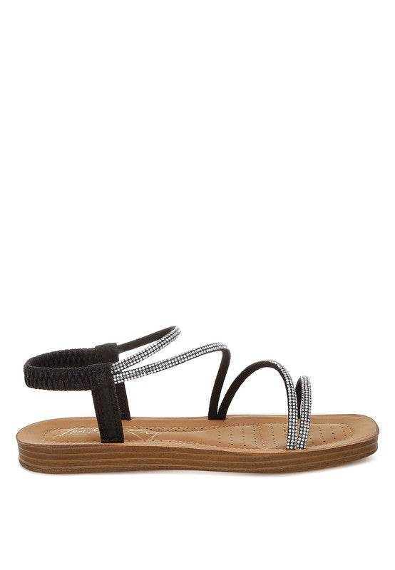 Ridayne Rhinestones Embellished Strappy Flats