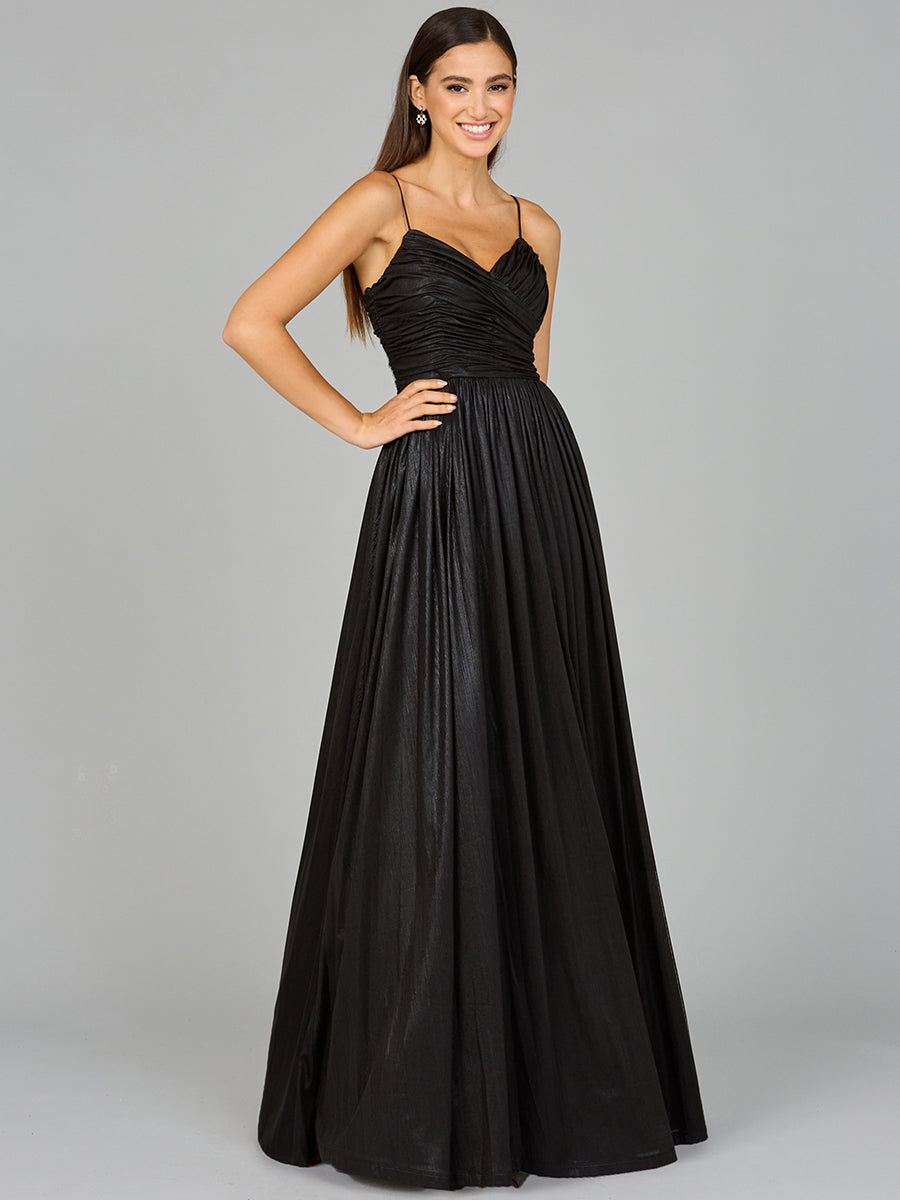 High Slit Metallic Jersey Dress - OUTLET