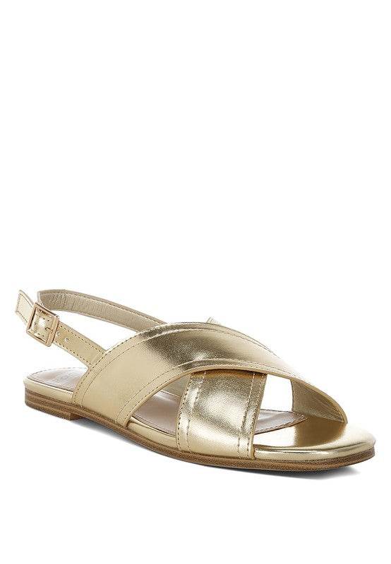 Kanon Metallic Pleather Criss-Cross Flats