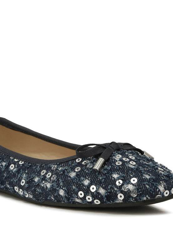 Florent Sequin Flat Bow Ballerinas