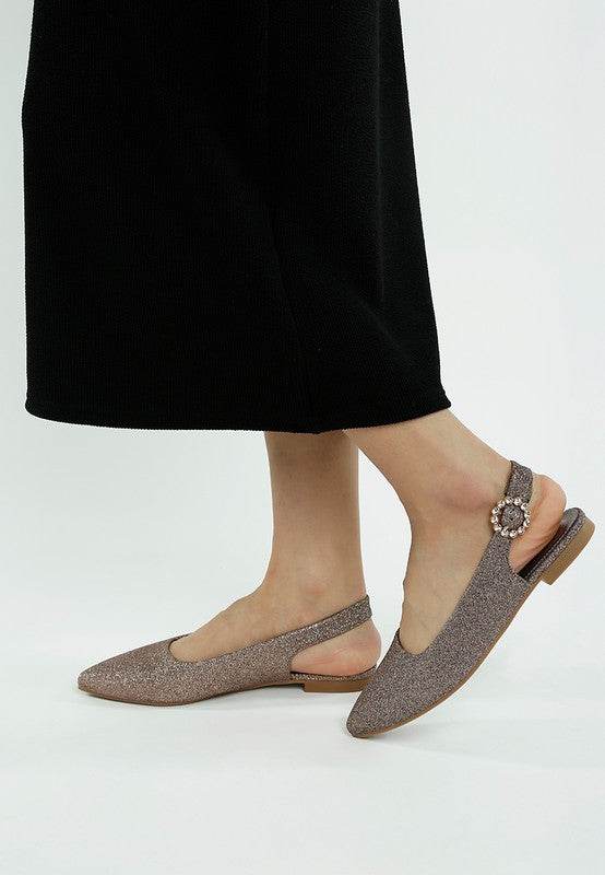 Giora Glitter Slingback Flat Sandals