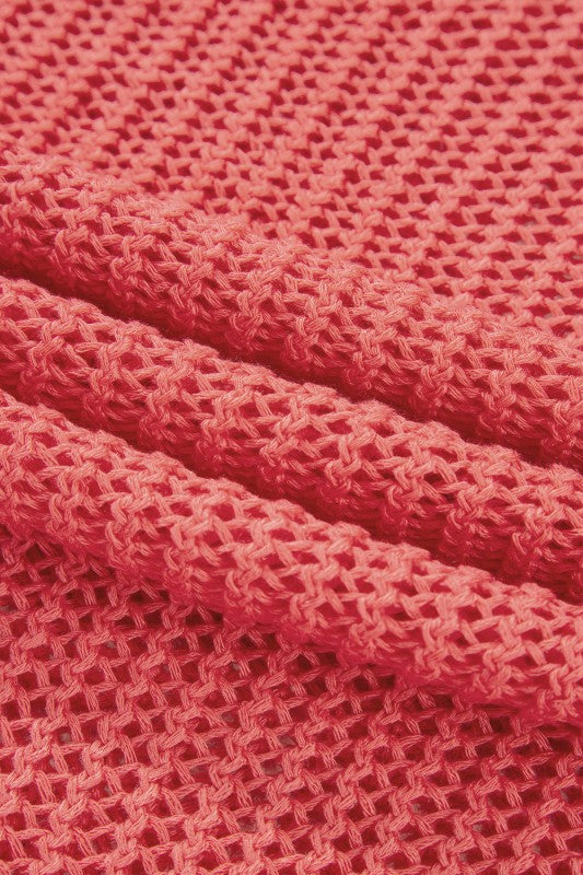 Solid Crochet Hollow-Out Sweater