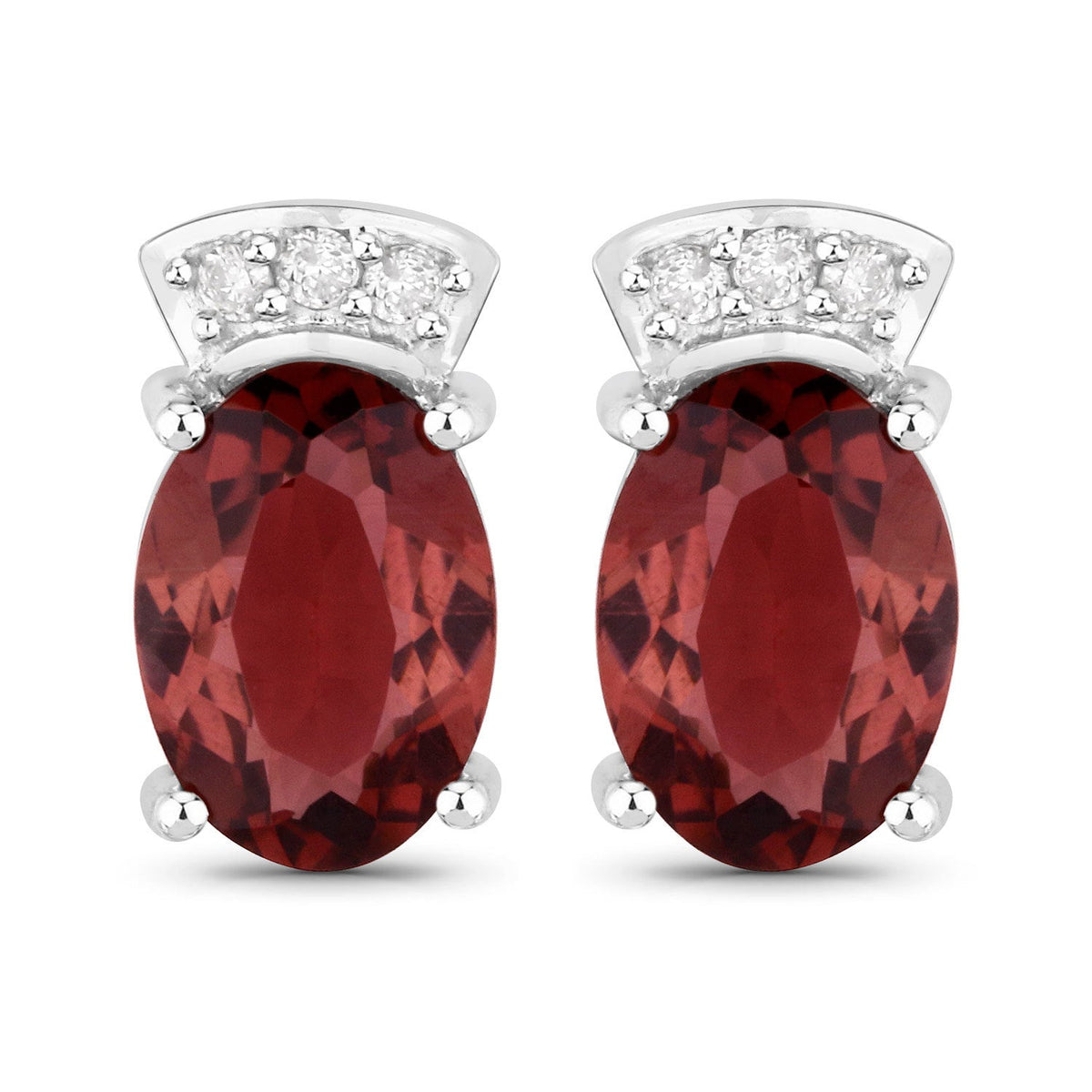 1.35 Carat Genuine Pink Tourmaline and White Diamond 14K White Gold Earrings